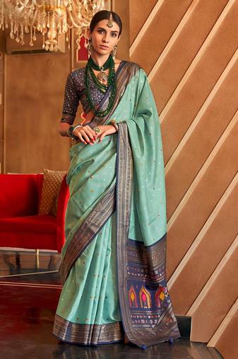 sky blue  banarasi patola saree with unstitch blouse