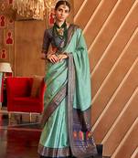 sky blue  banarasi patola saree with unstitch blouse