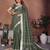 mahendi color linen cotton fabric woven checks designer trendy ethnic saree