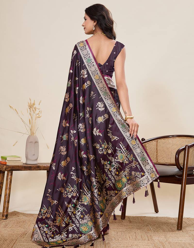 purple color wevon jari meenakari designer ethnic partywear saree