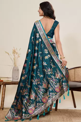 rama wevon zari meenakari ethnic partywear saree