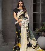 abstract printed crepe art silk saree with printed blouse