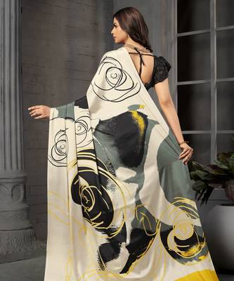 abstract printed crepe art silk saree with printed blouse 2