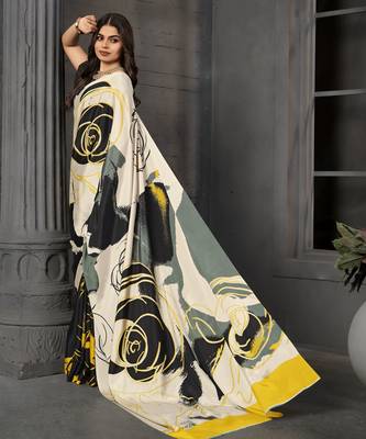abstract printed crepe art silk saree with printed blouse 3