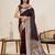brown color satin silk blend fabric wevon jari designer graceful partywear saree