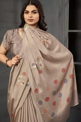 abstract printed crepe art silk saree with printed blouse