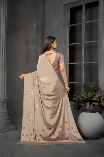 abstract printed crepe art silk saree with printed blouse