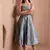Sky blue faux banarasi brocade fit & flare midi dress with zari weaving work