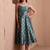 Women's rama green faux banarasi brocade festive fit & flare midi dress with zari weaving work