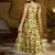 Yellow jacquard woven floral fit & flare midi dress