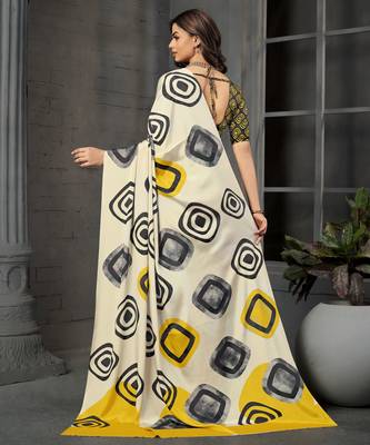 abstract printed crepe art silk saree with printed blouse 4