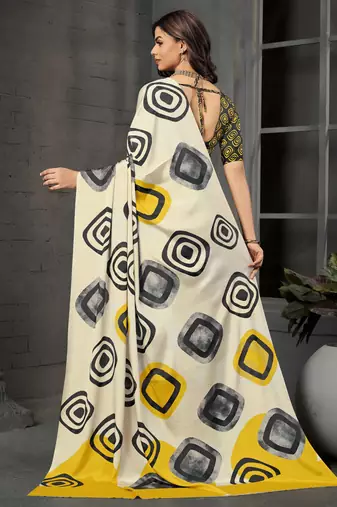 abstract printed crepe art silk saree with printed blouse