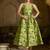 Parrot green jacquard woven floral fit & flare midi dress