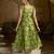 Parrot green jacquard woven floral fit & flare midi dress