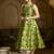 Parrot green jacquard woven floral fit & flare midi dress