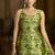 Parrot green jacquard woven floral fit & flare midi dress