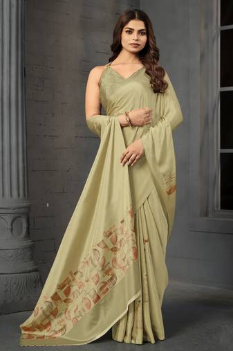 abstract printed crepe art silk saree with printed blouse