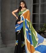 abstract printed crepe art silk saree with printed blouse