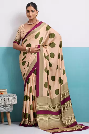 olive color beautiful ceremonial wear satin art silk saree