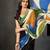 abstract printed crepe art silk saree with printed blouse
