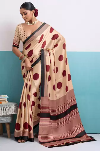 wine color beautiful ceremonial wear satin art silk saree