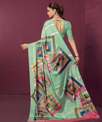 abstract printed crepe art silk saree with printed blouse 2