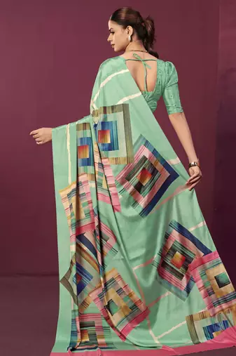 abstract printed crepe art silk saree with printed blouse