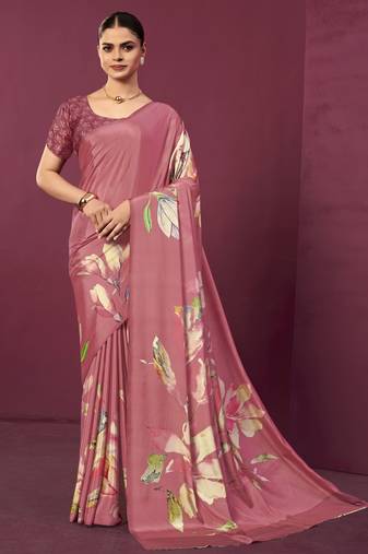 abstract printed crepe art silk saree with printed blouse