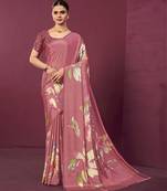 abstract printed crepe art silk saree with printed blouse