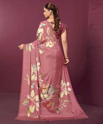 abstract printed crepe art silk saree with printed blouse 2