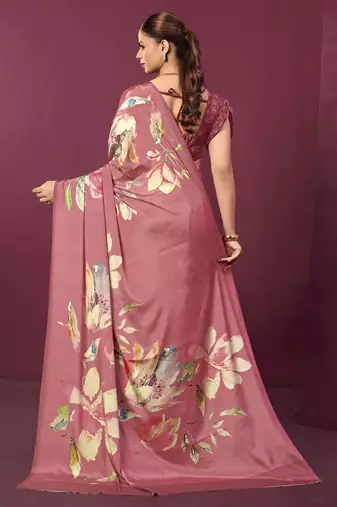 abstract printed crepe art silk saree with printed blouse