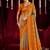 beige & orange color ikkat art silk fabric designer zig zag printed traditional party looks saree