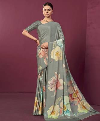 abstract printed crepe art silk saree with printed blouse 1