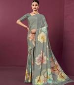 abstract printed crepe art silk saree with printed blouse