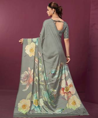 abstract printed crepe art silk saree with printed blouse 2