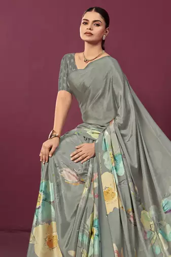 abstract printed crepe art silk saree with printed blouse