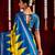 yellow & blue color ikkat art silk fabric designer zig zag printed traditional party looks saree