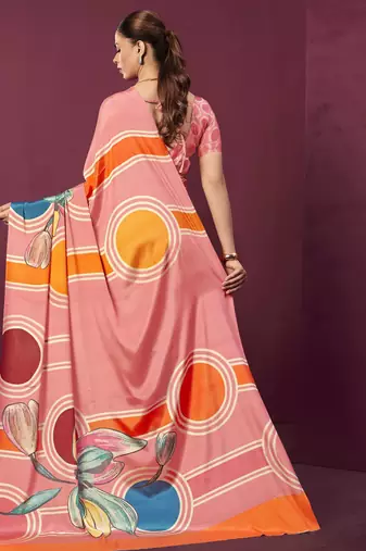 abstract printed crepe art silk saree with printed blouse