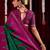 rani pink & green color ikkat art silk fabric designer zig zag printed traditional party looks saree
