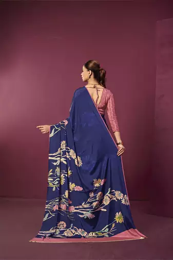 abstract printed crepe art silk saree with printed blouse