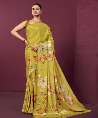 abstract printed crepe art silk saree with printed blouse 1