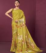 abstract printed crepe art silk saree with printed blouse