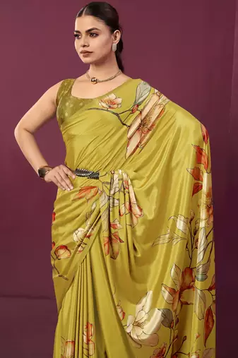 abstract printed crepe art silk saree with printed blouse