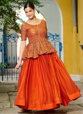 Fenta Fendi silk blend Solid Lehenga Embroidered Blouse 5