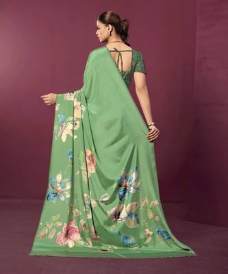 abstract printed crepe art silk saree with printed blouse 2