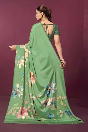 abstract printed crepe art silk saree with printed blouse
