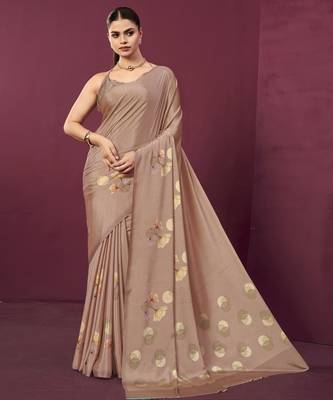 abstract printed crepe art silk saree with printed blouse 1