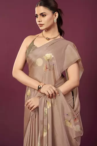 abstract printed crepe art silk saree with printed blouse