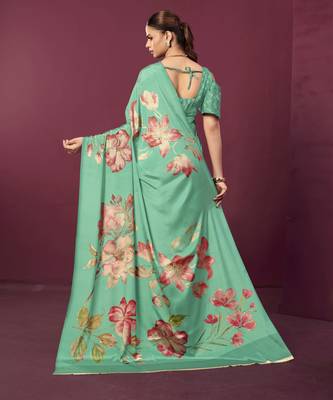 abstract printed crepe art silk saree with printed blouse 2