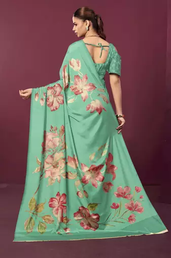abstract printed crepe art silk saree with printed blouse